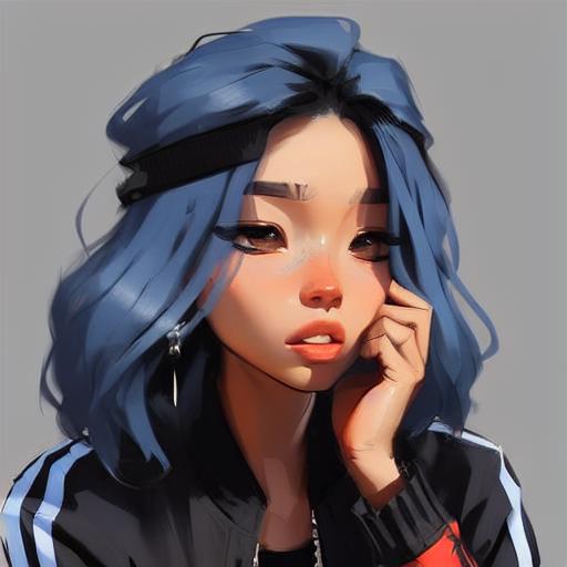 00798-1151646975-samdoesart, blue hair bandana, black bomber jacket, black shorts, black jordan sneakers, 9_16 (wlop style).png